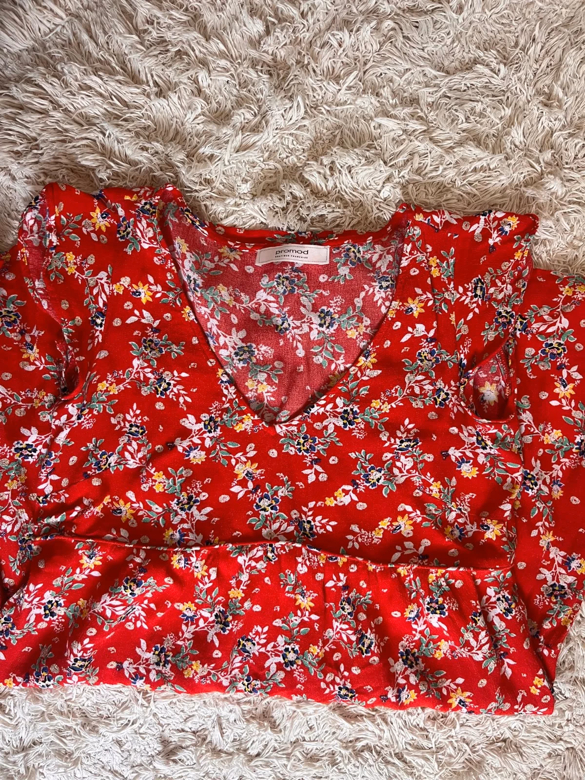 Promod red floral summer dress S, photo 2