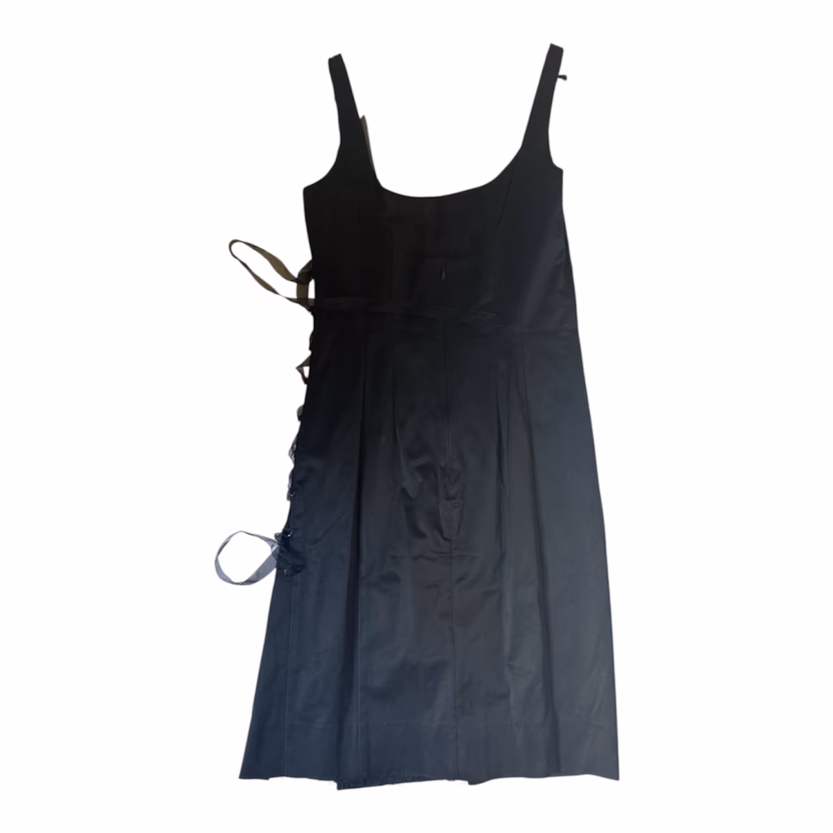 Vestido midi preto com detalhe de corset, fotografia 2