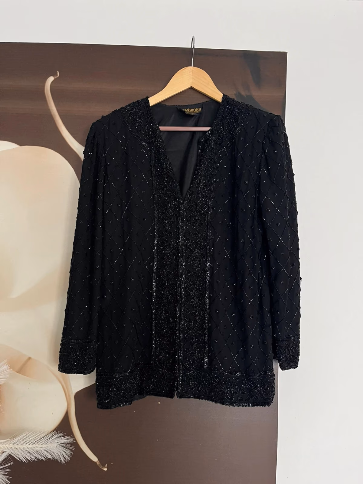 Black Beaded Silk Evening Jacket, photo 8
