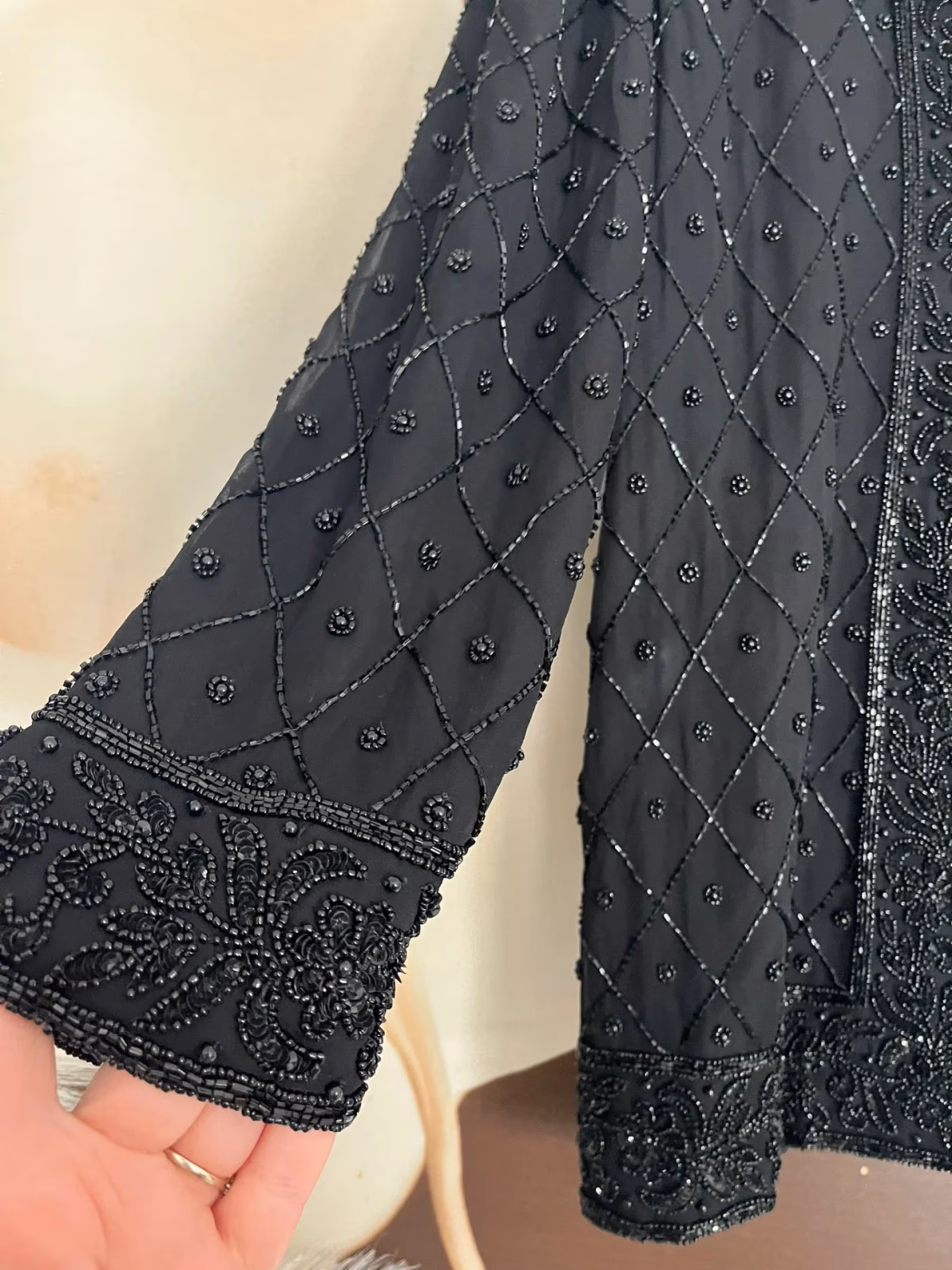 Black Beaded Silk Evening Jacket, photo 5