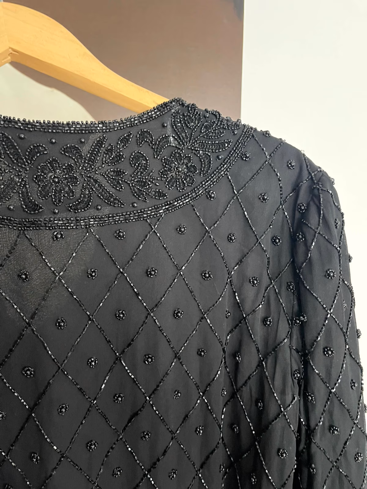 Black Beaded Silk Evening Jacket, photo 2