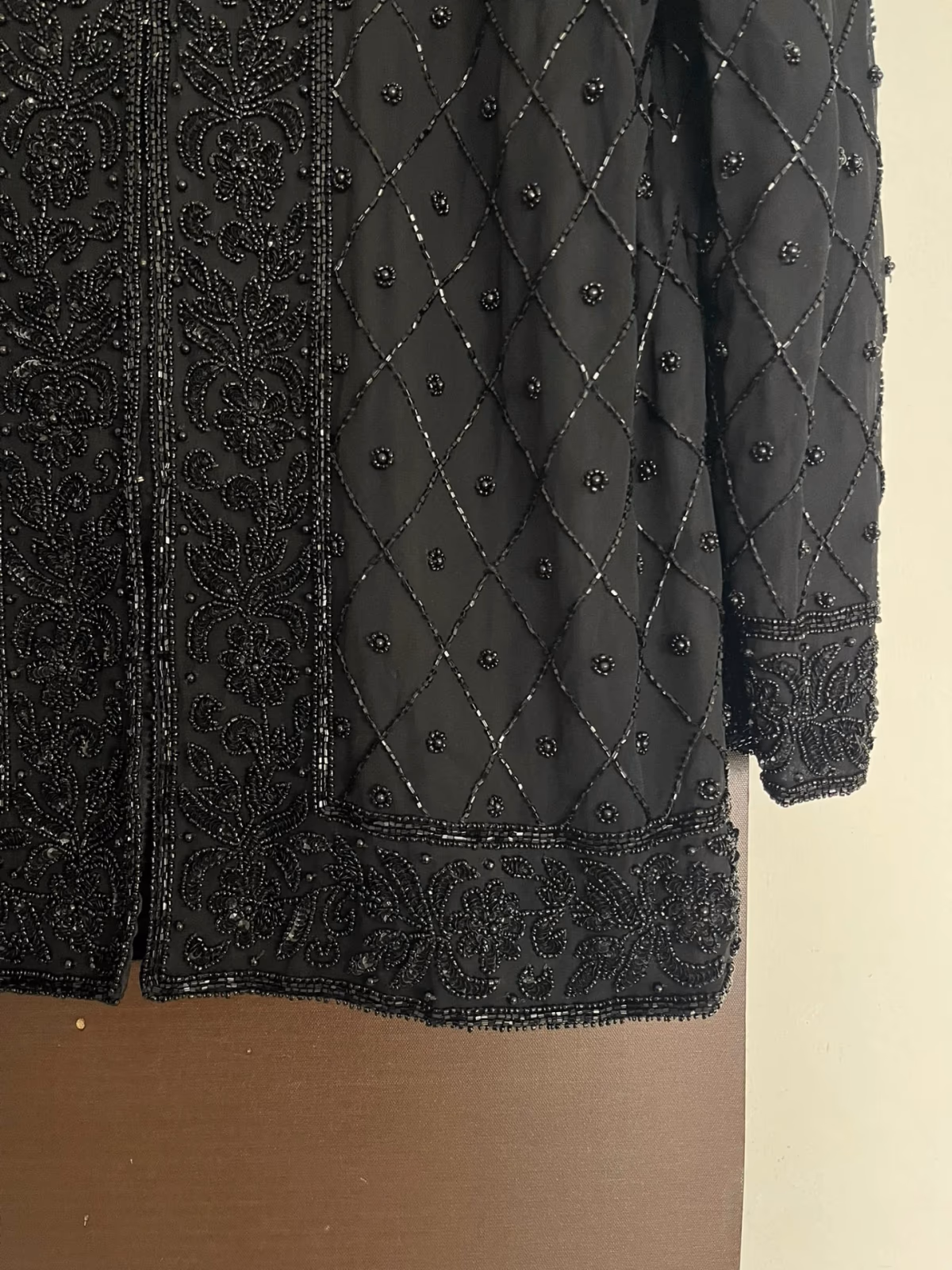 Black Beaded Silk Evening Jacket, photo 6