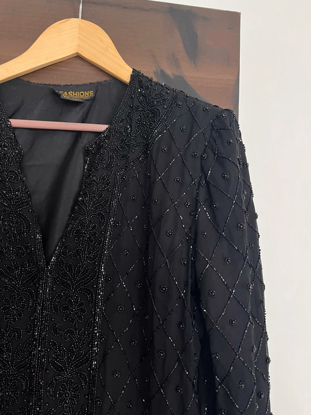 Black Beaded Silk Evening Jacket, photo 7