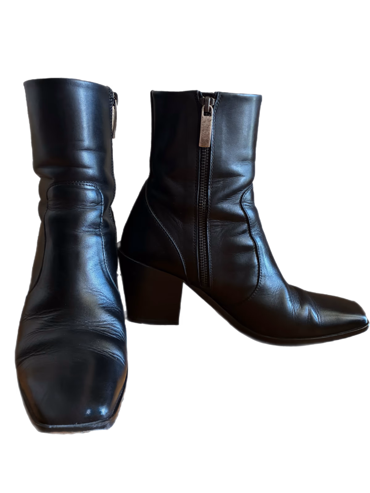 Thursday Boots Black  real leather heeled square toe boots  , photo 4