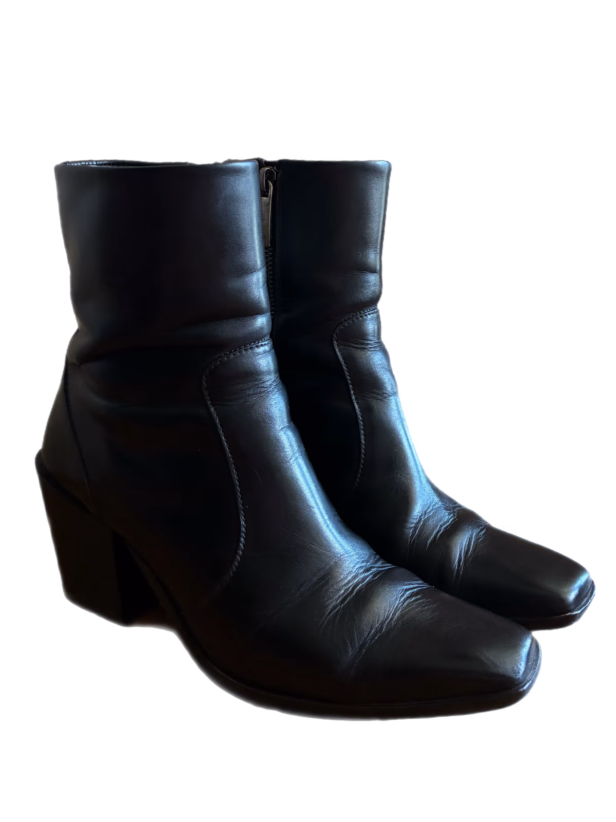 Thursday Boots Black  real leather heeled square toe boots  , photo 2