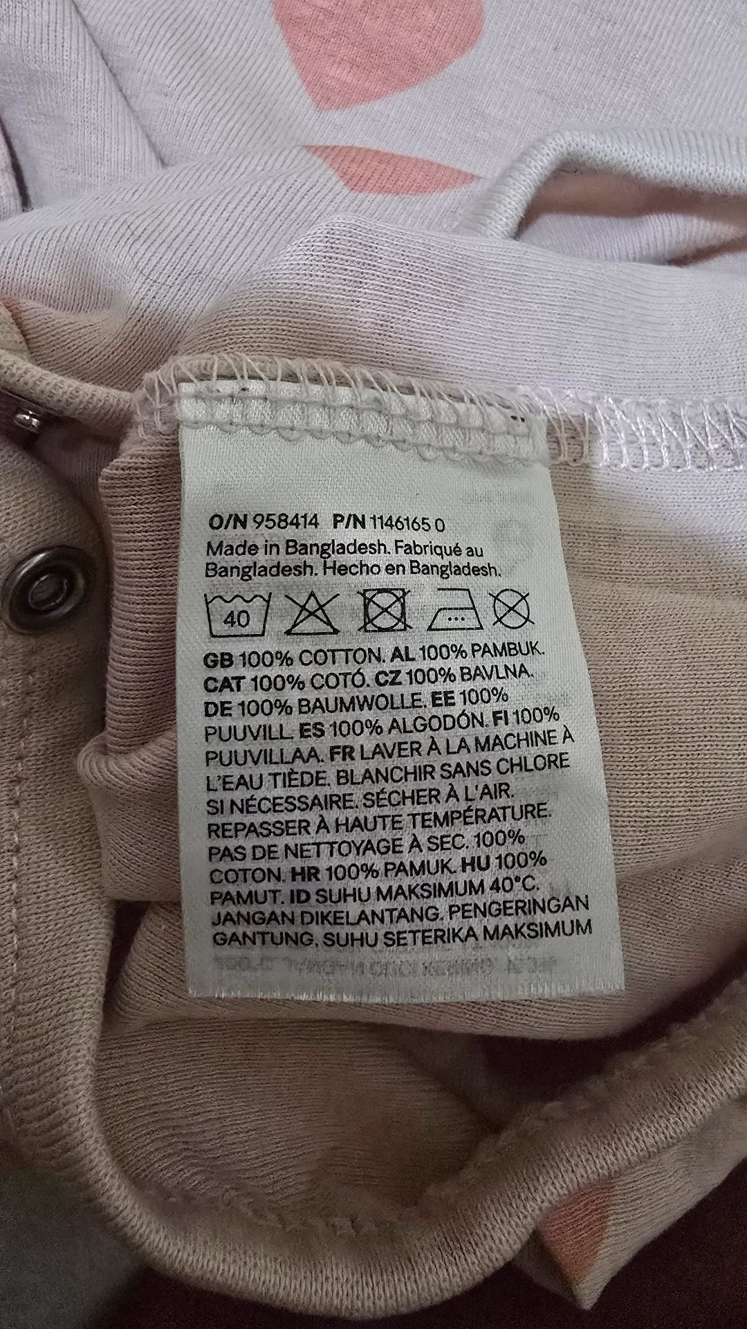 Body per neonati H&M con stampa a cuori rosa, foto 2