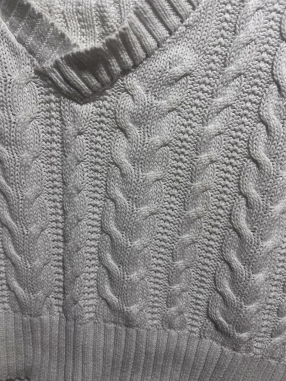 White Crop Cable Knit V Neck Jumper, photo 2