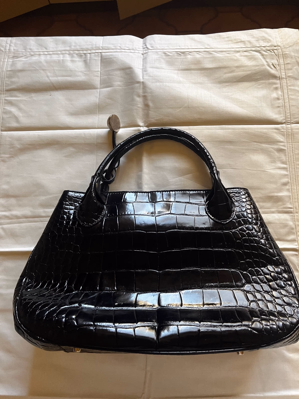 Black Croc-effect Leather handbag, photo 3