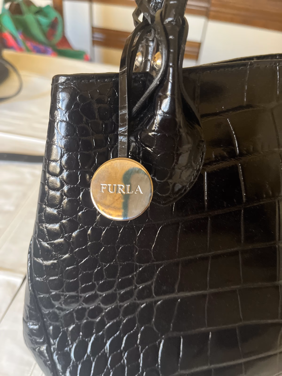 Black Croc-effect Leather handbag, photo 8
