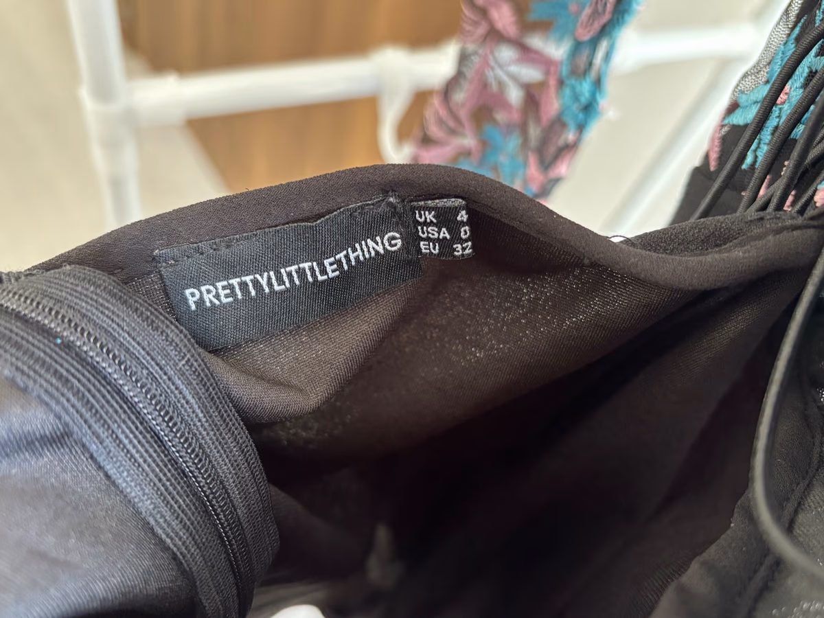 PrettyLittleThing Embroidered Mesh Detail Dress, photo 3