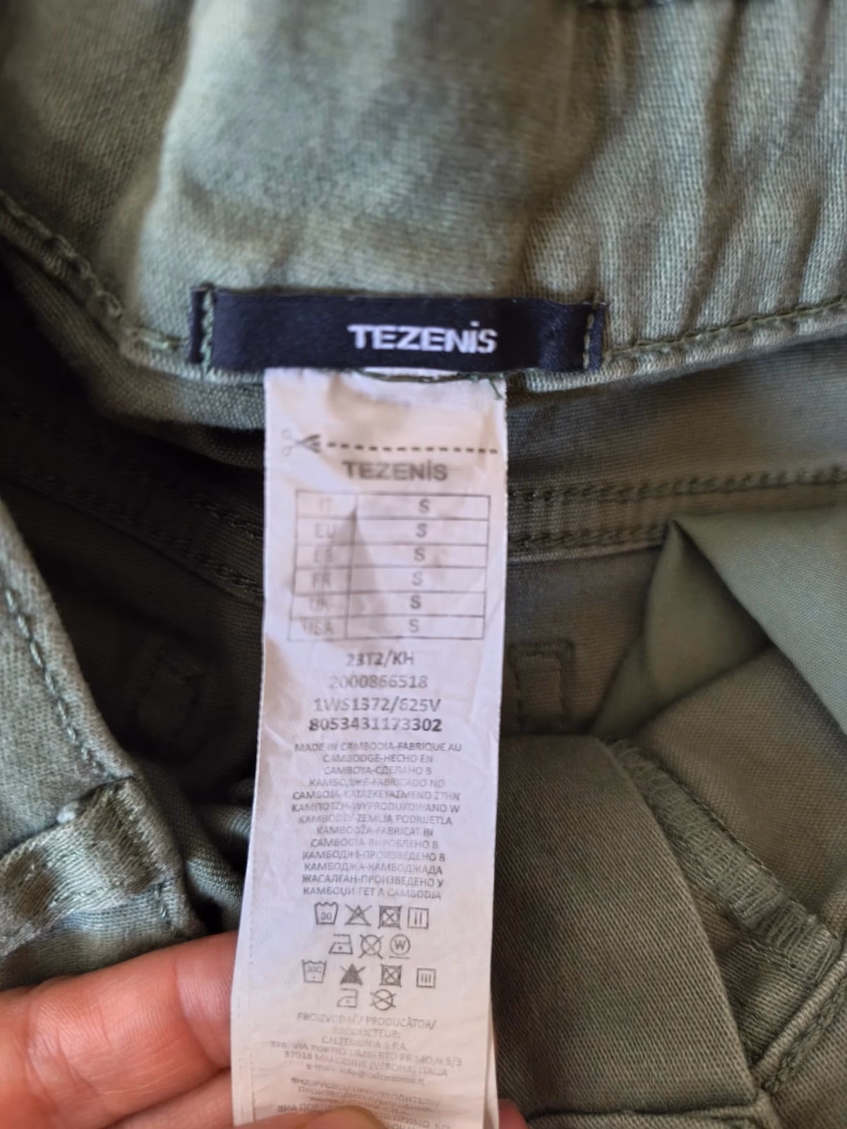 Pantaloncini in denim utility color kaki di Tezenis, foto 4