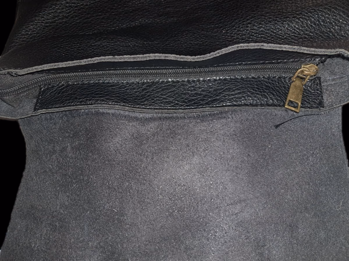 Black Pebbled Faux Leather Flap Backpack (Minimalist Style), photo 4