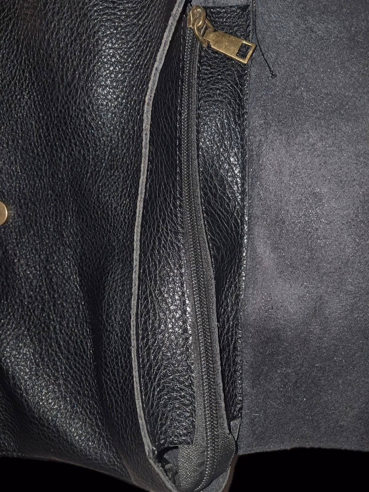 Black Pebbled Faux Leather Flap Backpack (Minimalist Style), photo 3