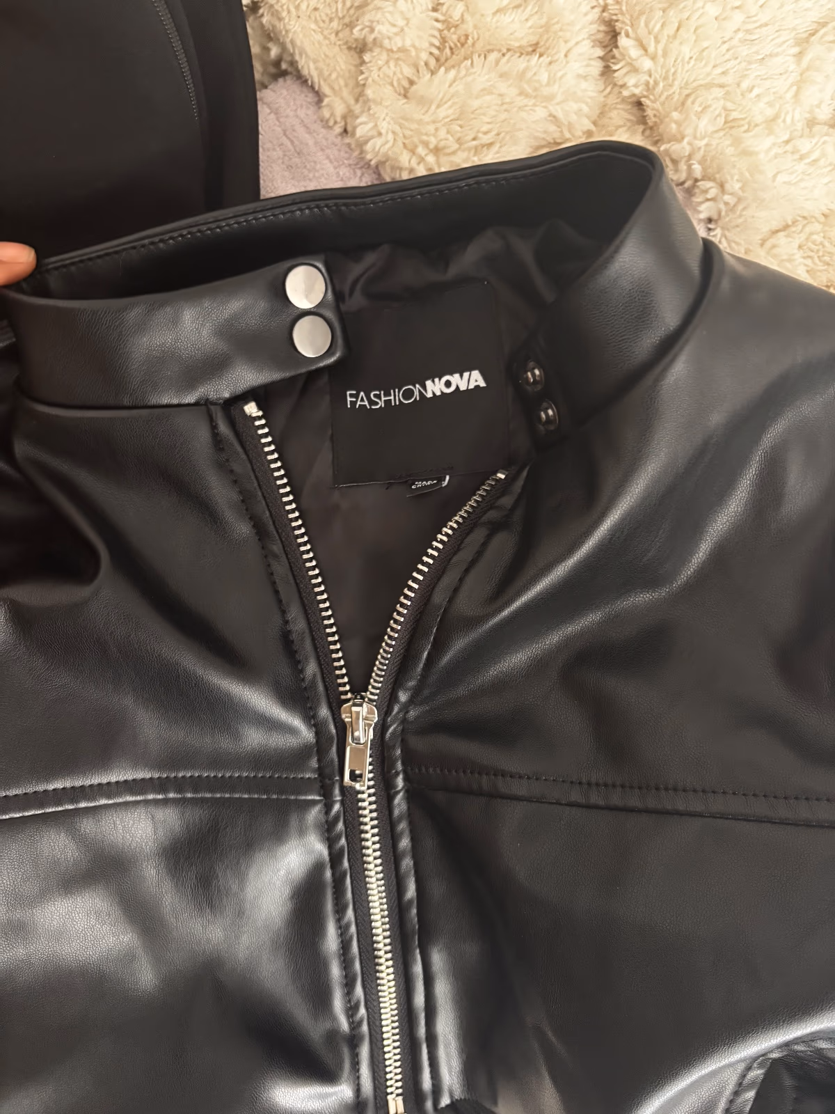 Black Faux-Leather Cropped Jacket, photo 2