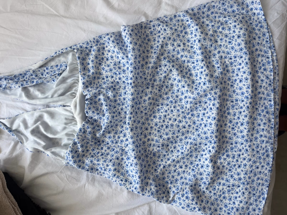 Blue floral summer mini dress, photo 2
