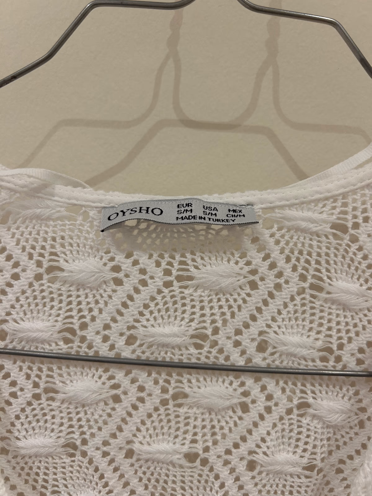 Oysho White crochet tie-front coverup, photo 3