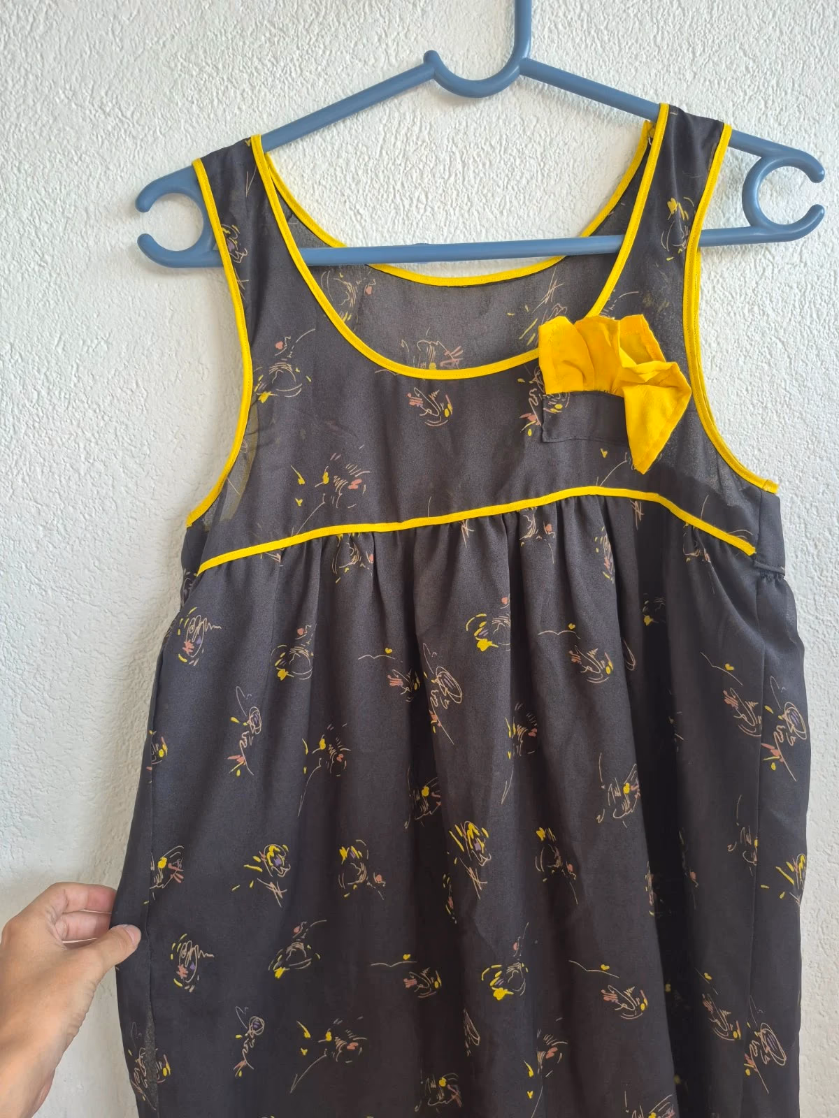 Vestido de verano vintage negro estampado, foto 3