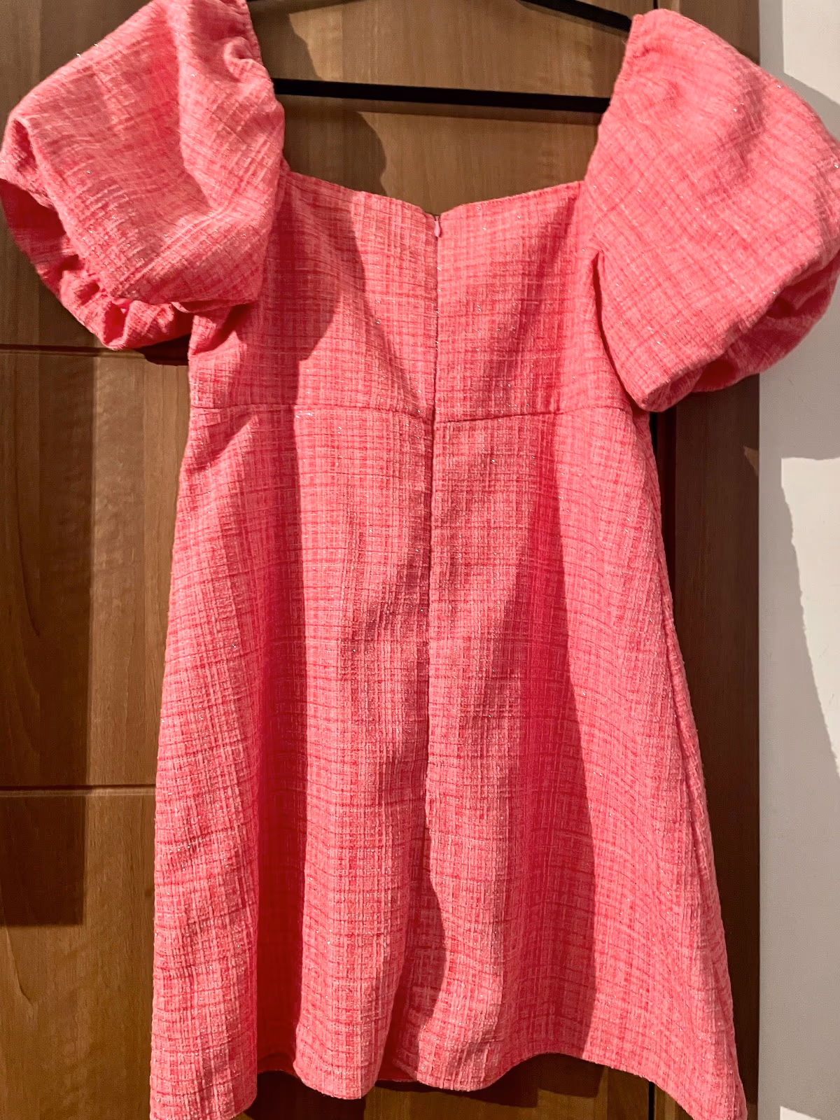 Pink textured puff sleeve dress, photo 4