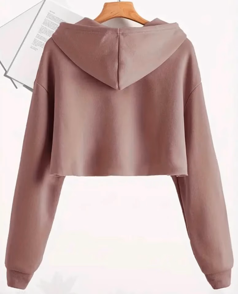 Pink Cropped Drawstring Hoodie, photo 2
