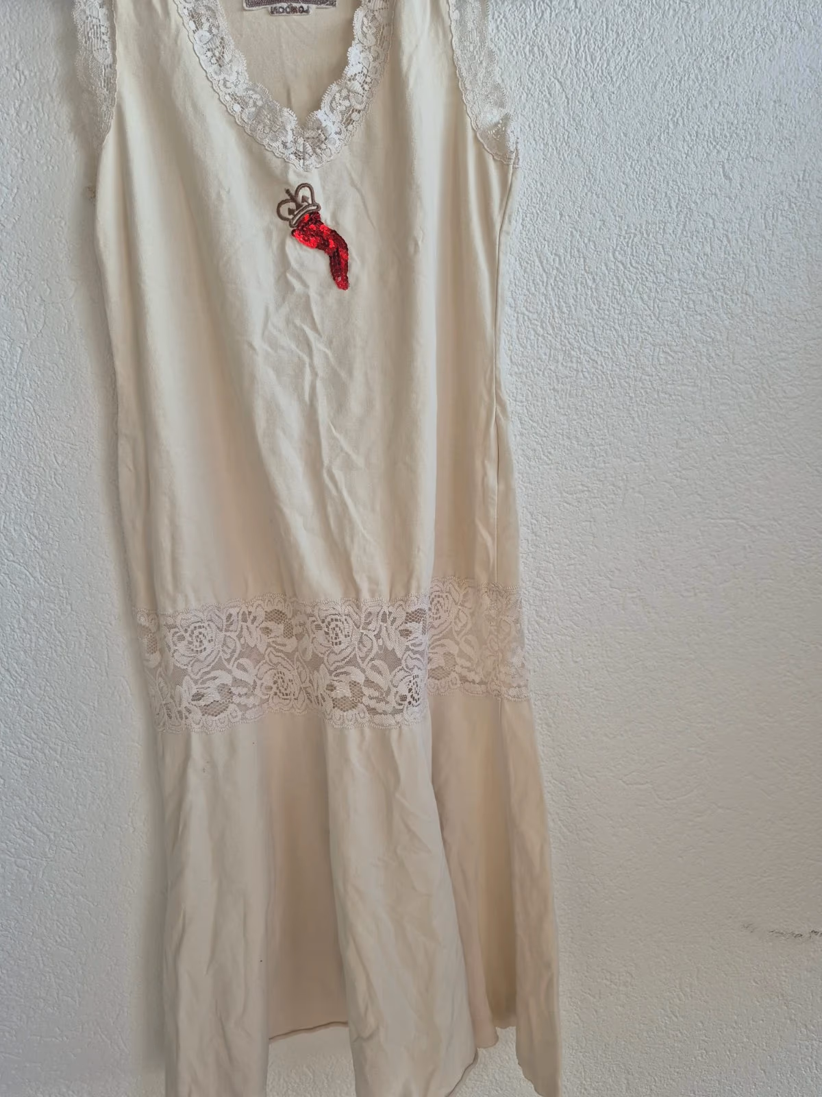 Cream Lace Trim Vest Dress, photo 2