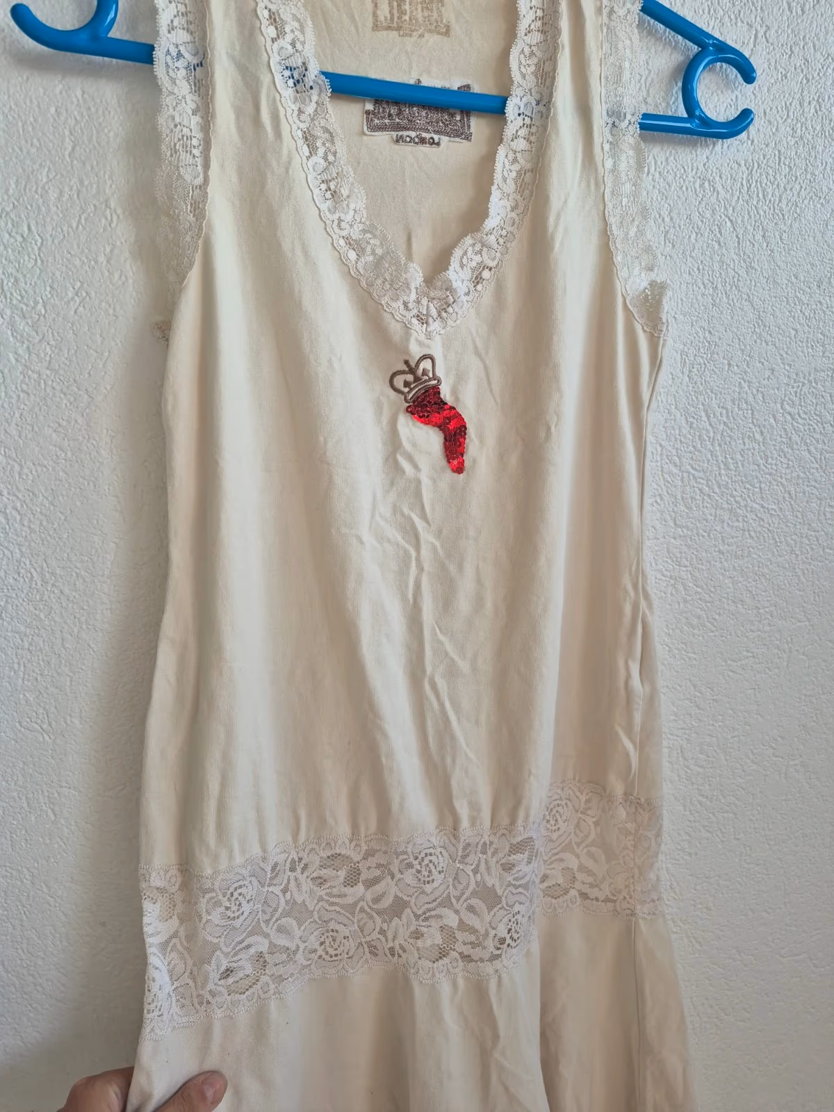 Cream Lace Trim Vest Dress, photo 3