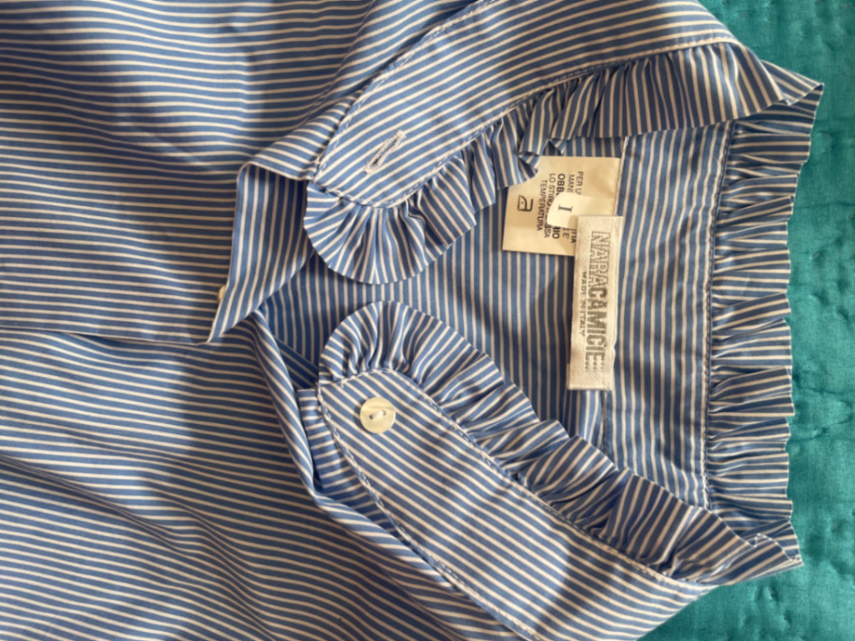 Blue Striped Ruffle Collar Shirt, photo 3