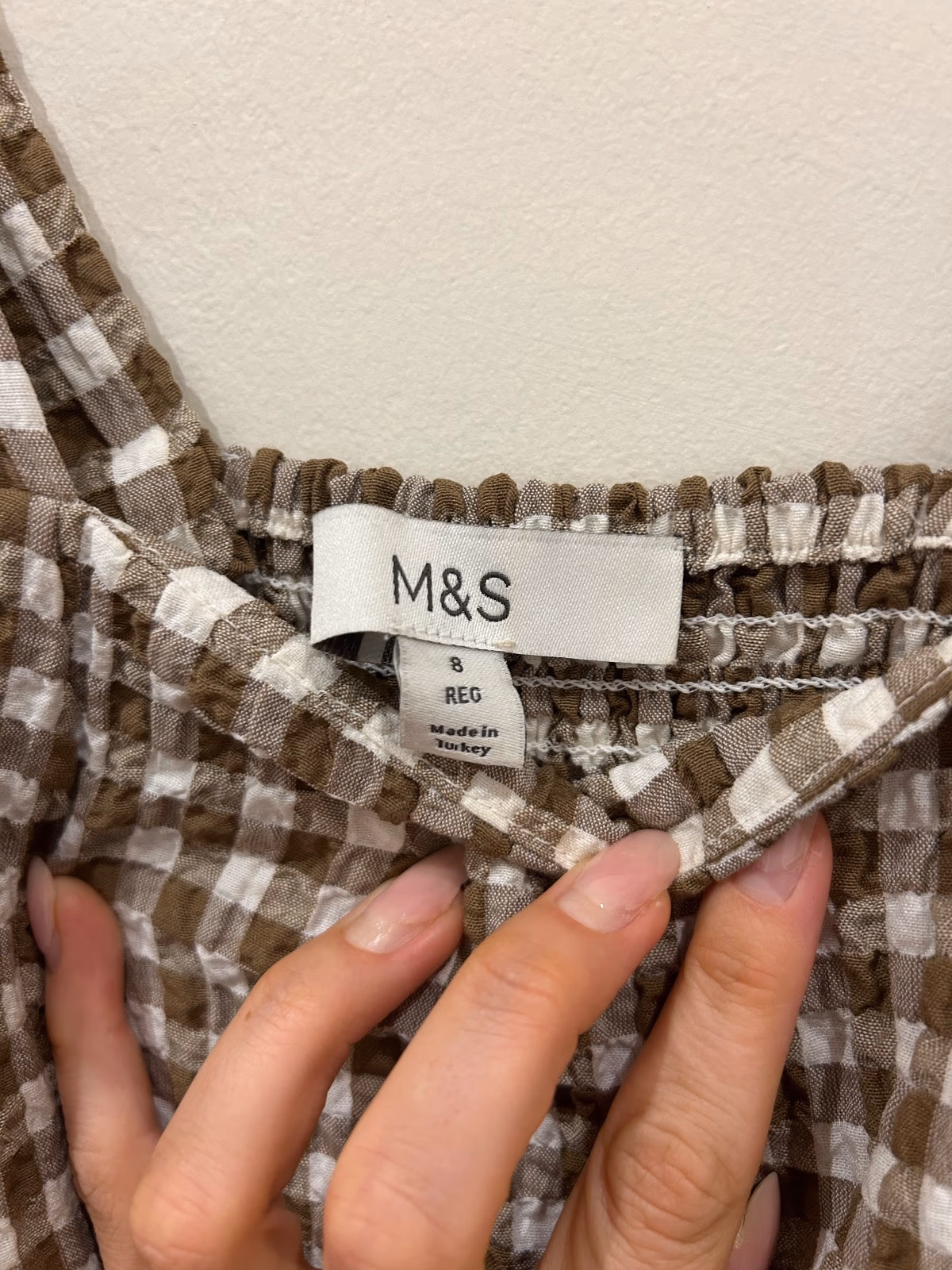 M&S Brown Gingham Peplum Top, photo 3
