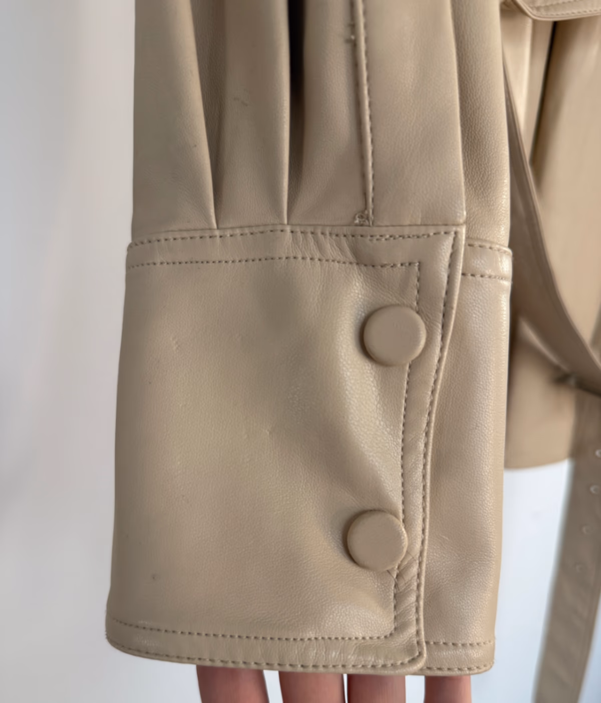 Zara Cream Faux Leather Oversized Shirt Dress with Belt, photo 5