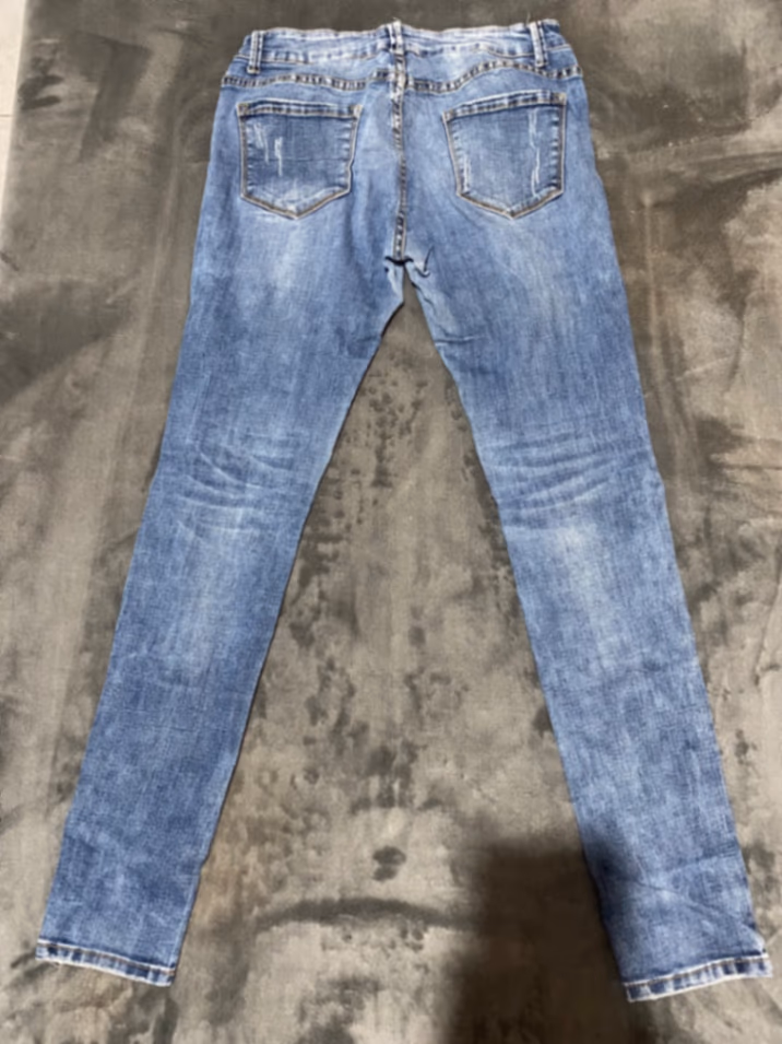 Distressed blue skinny denim jeans, photo 2