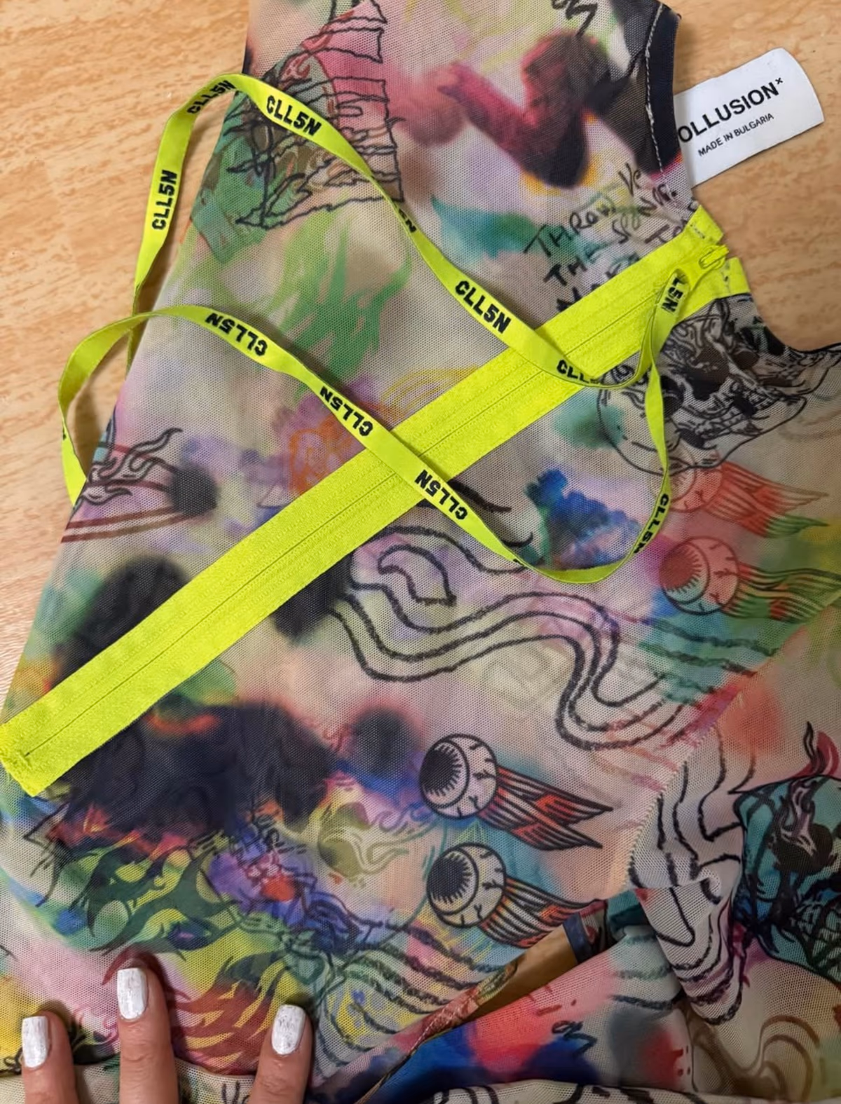 Collusion colourful Print Mesh Longsleeve Bodysuit, photo 2