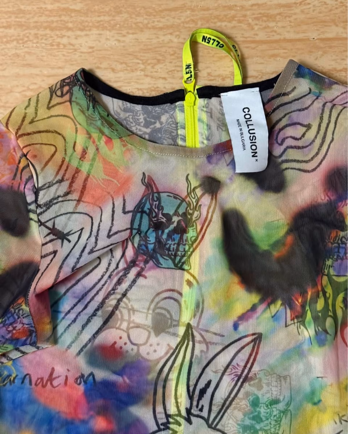 Collusion colourful Print Mesh Longsleeve Bodysuit, photo 3