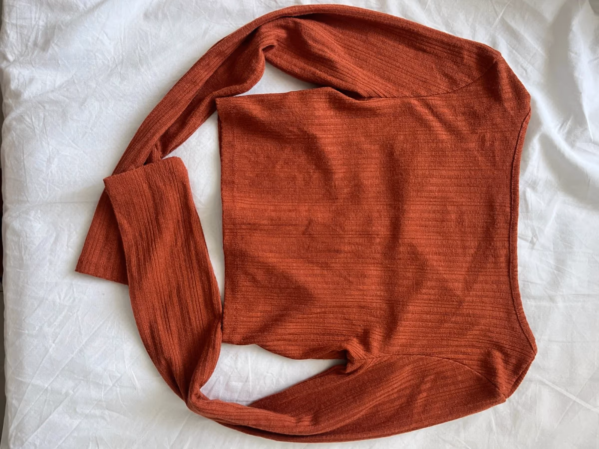 Rust ribbed long-sleeve top, photo 3