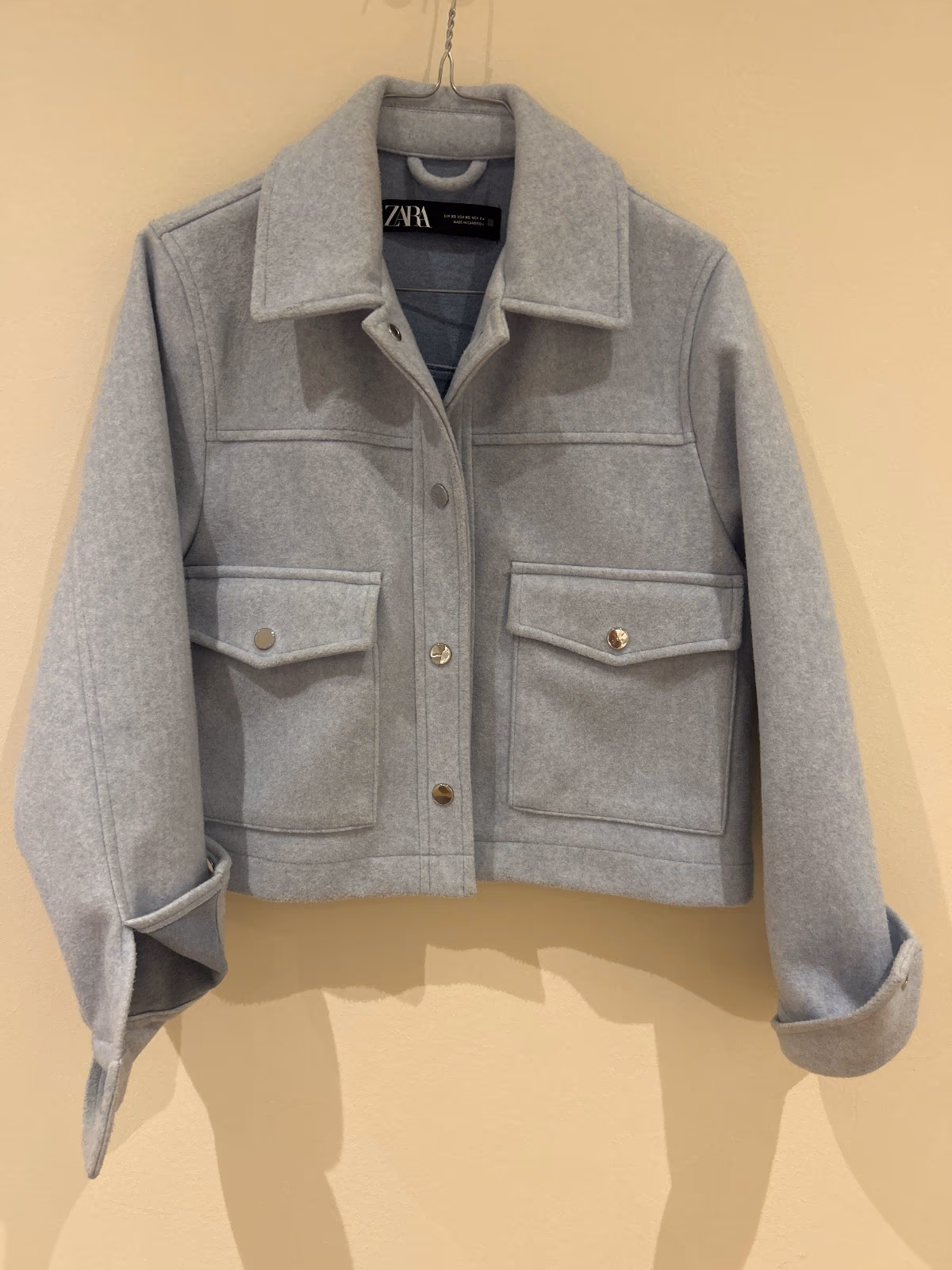 ZARA Light blue cropped shirt jacket (XS), photo 2