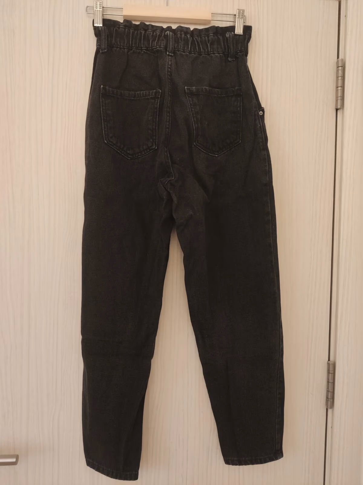 Black high waisted paperbag jeans, photo 2