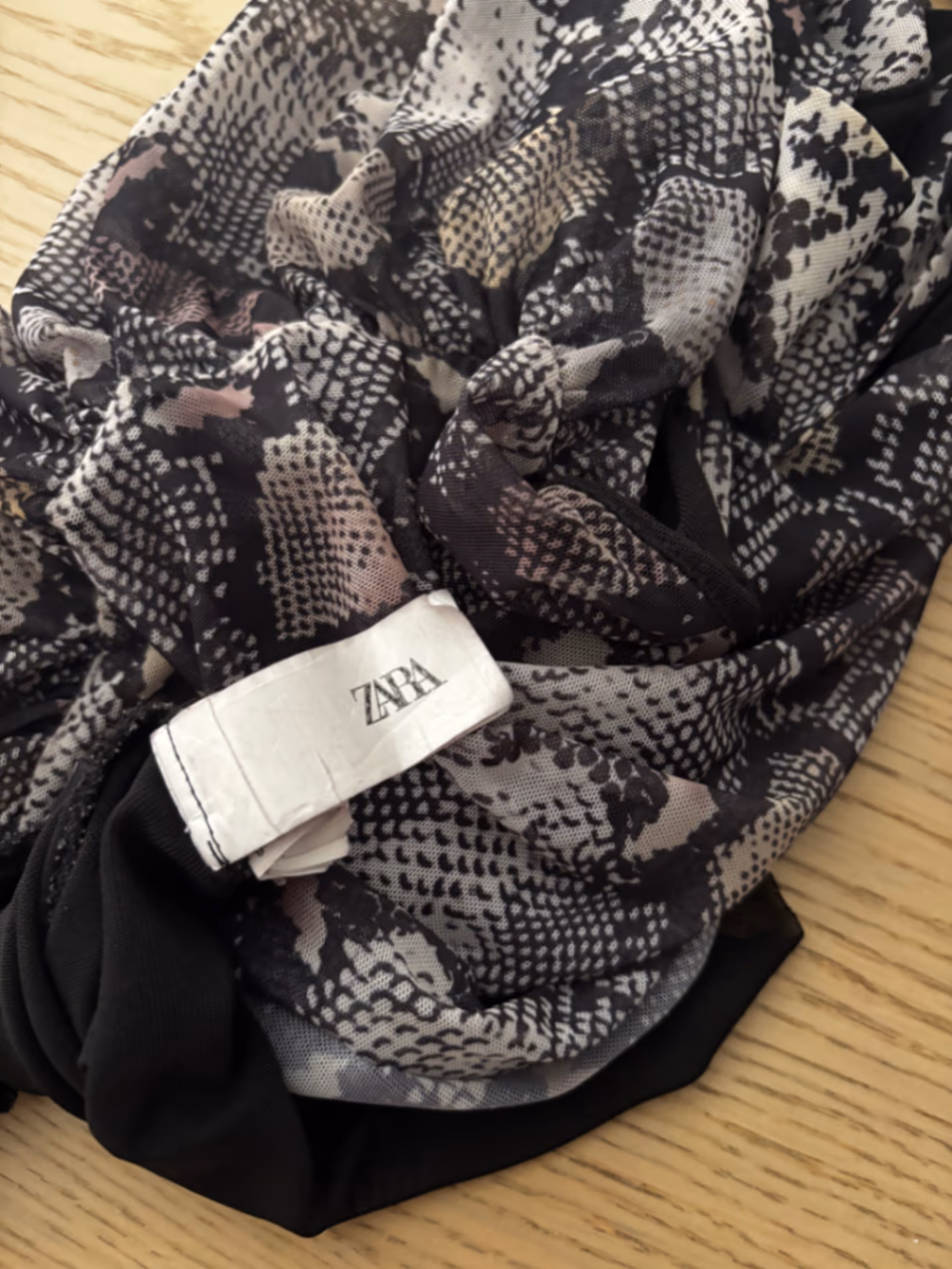 Zara snakeskin ruched tie top, photo 2