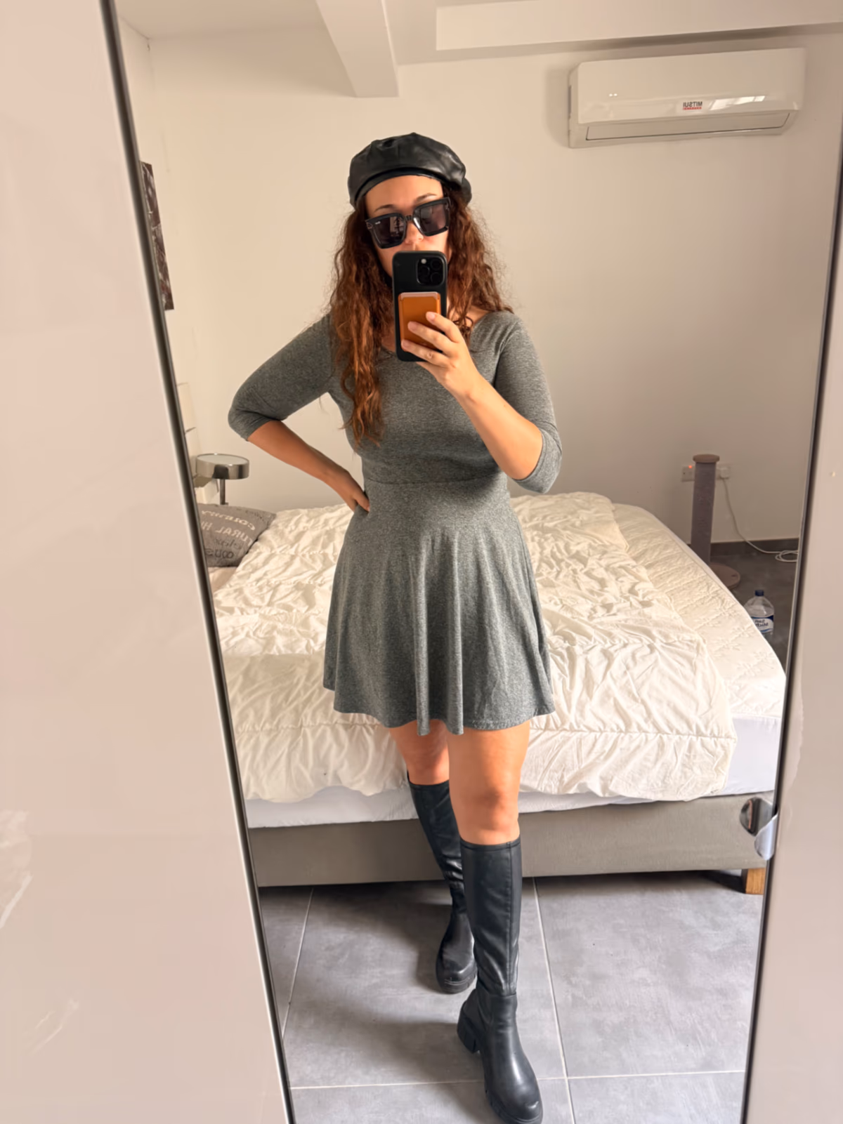 Grey skater dress three-quarter sleeve, photo 2