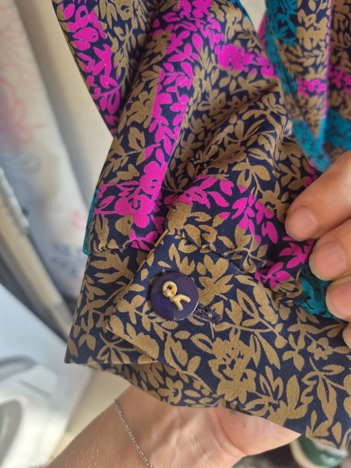 Vintage floral belted button shirt, photo 4