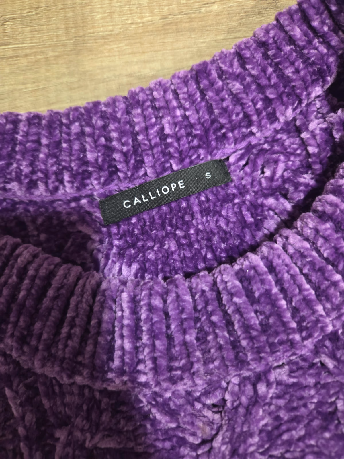 purple cable knit chenille sweater, photo 3