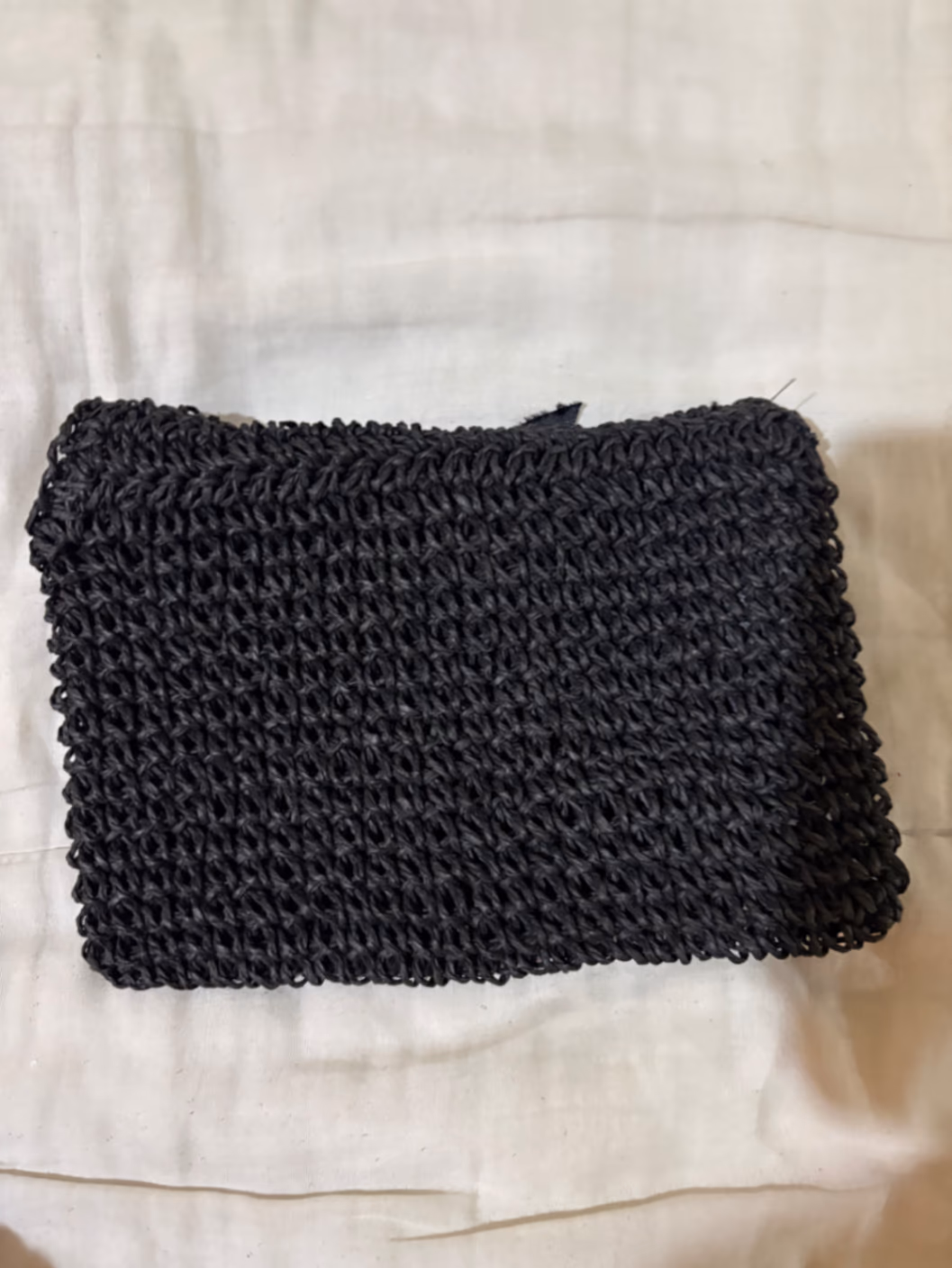 Pochette in paglia intrecciata nera, foto 2