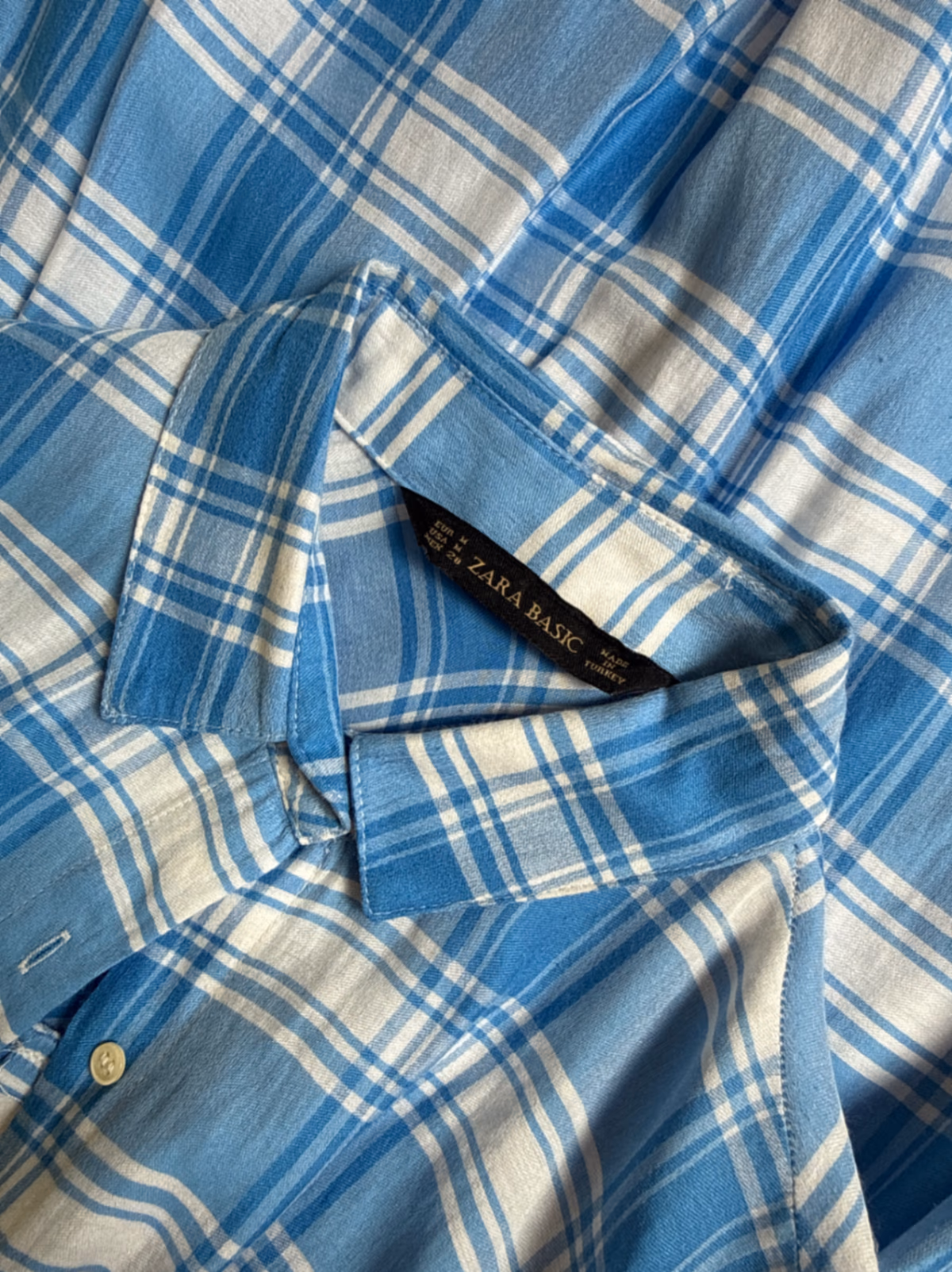 Blue check button-up shirt, photo 3