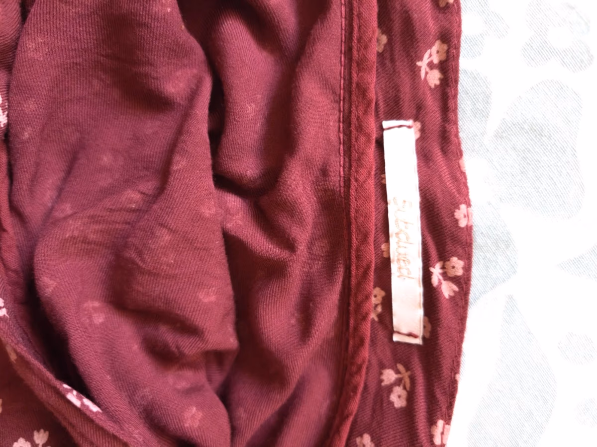 Gonna a trapezio con motivo floreale color bordeaux, foto 2