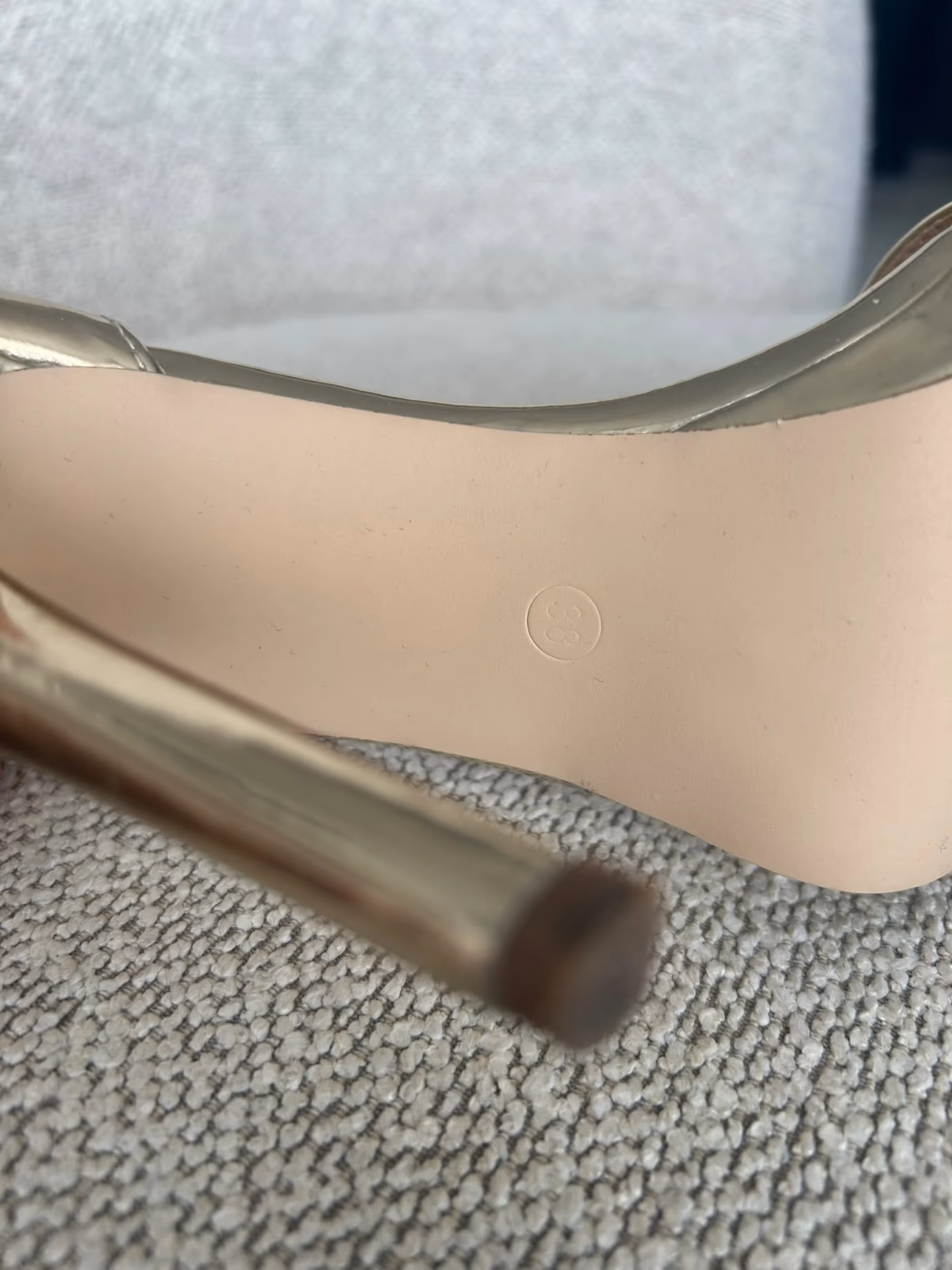 Gold metallic stiletto sandals, photo 3