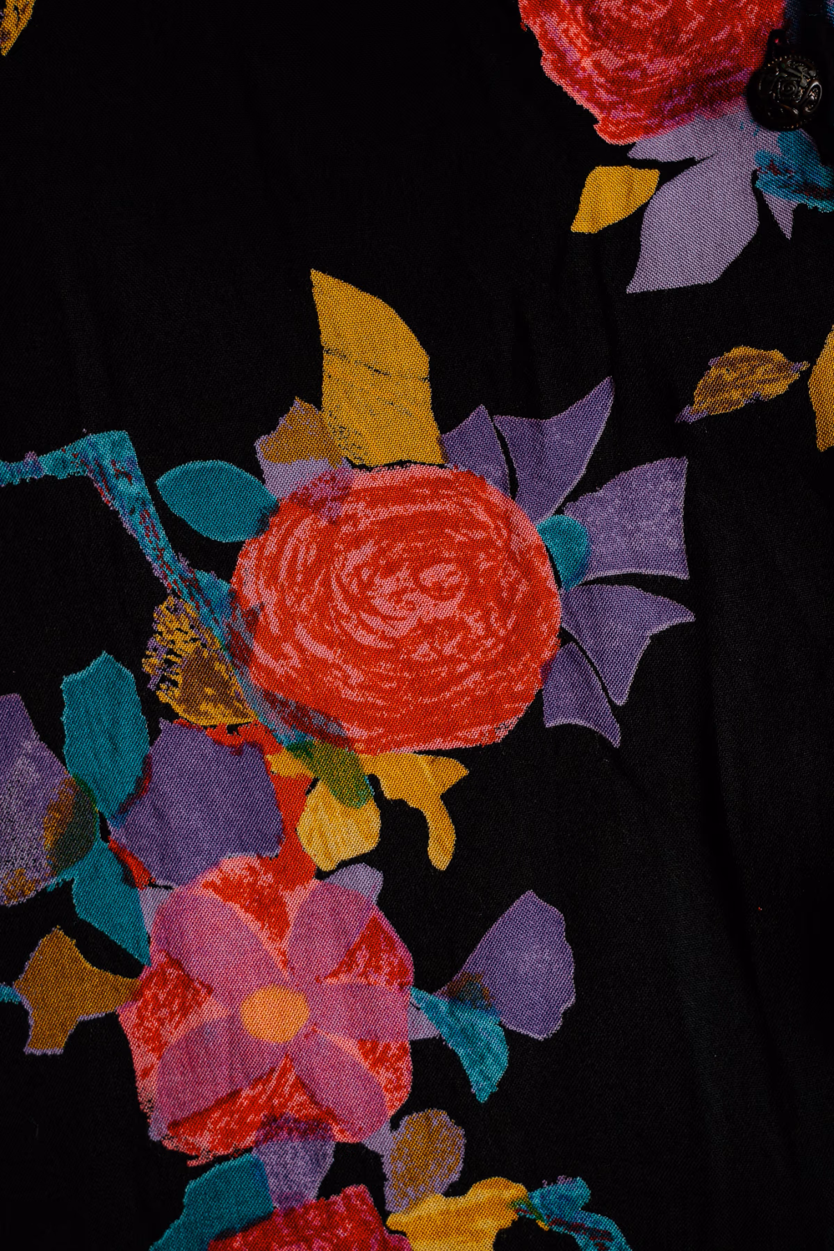 VINTAGE Black floral button-down shirt, photo 2