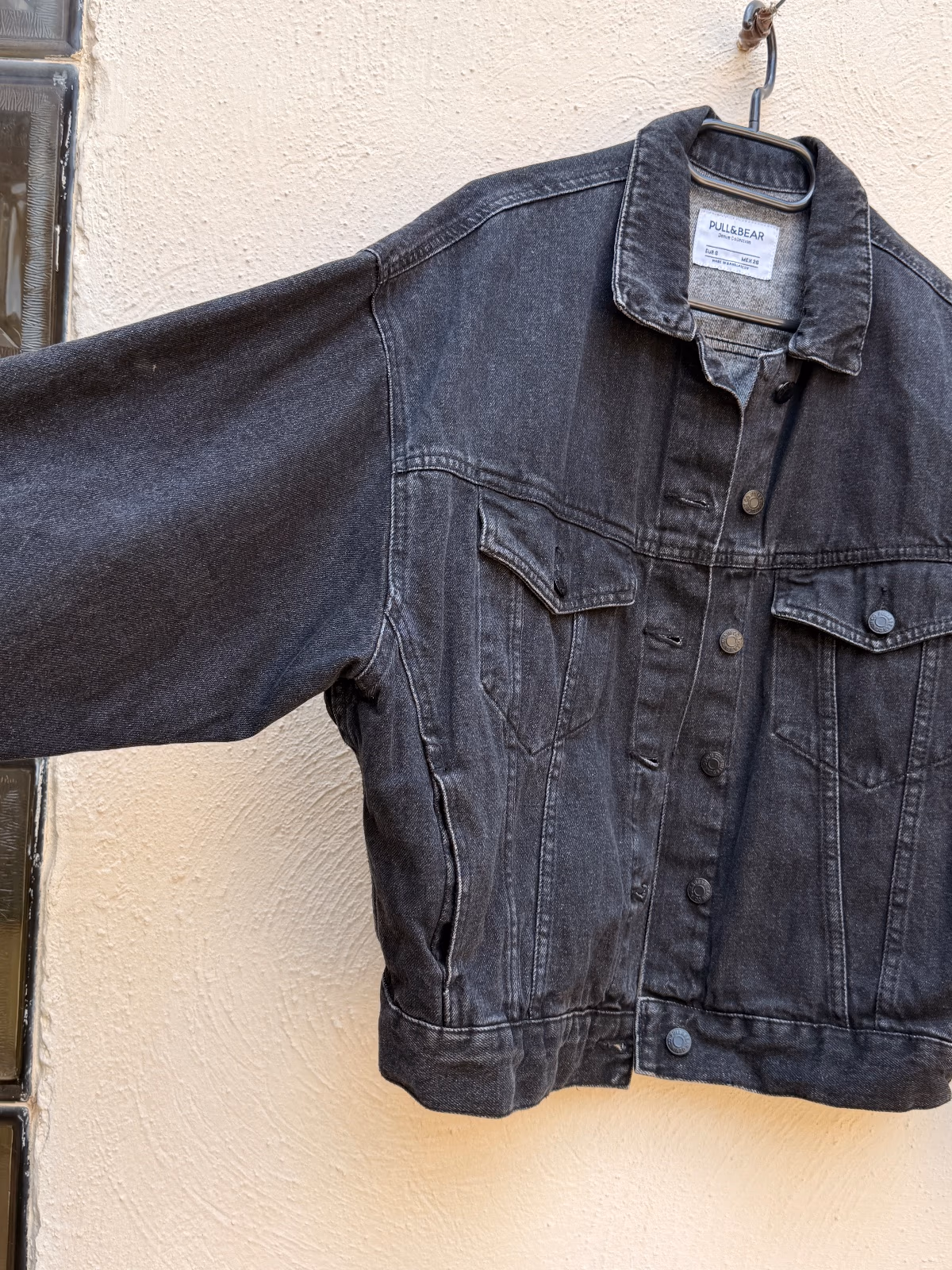 Pull&Bear Black Denim Batwing Jacket, photo 2