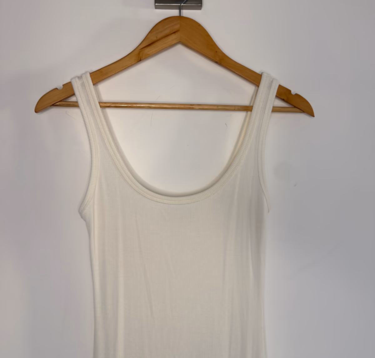 Bershka White Ribbed Scoop Neck Maxi Dress, photo 2