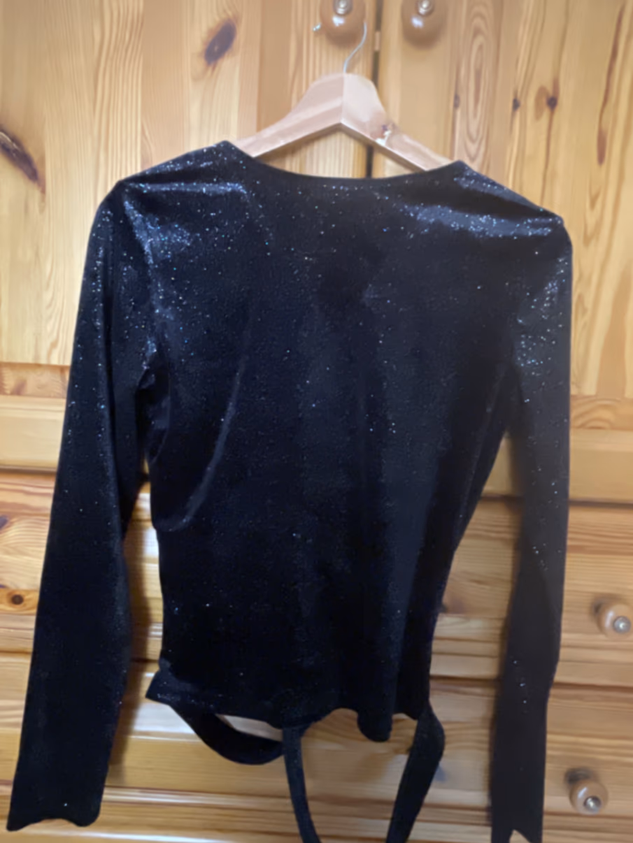 Black Sparkly Wrap Front Top, photo 2