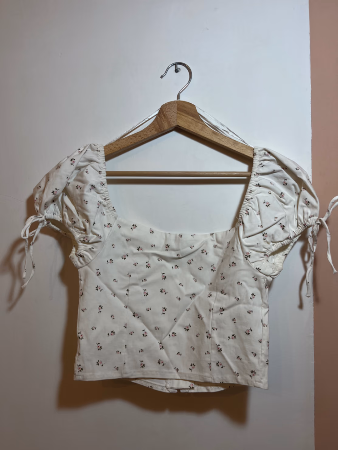 Floral Print Puff Sleeve Corset Top, photo 4