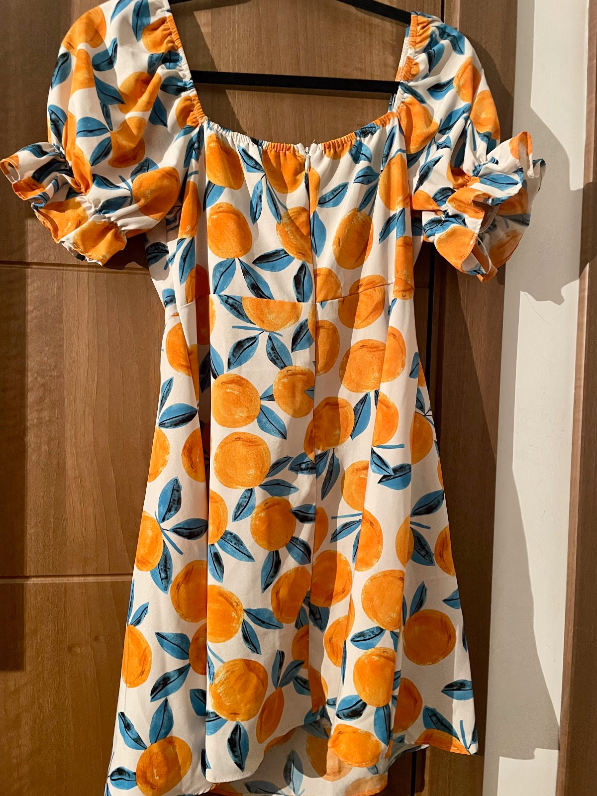Orange print puff sleeve dress, photo 3