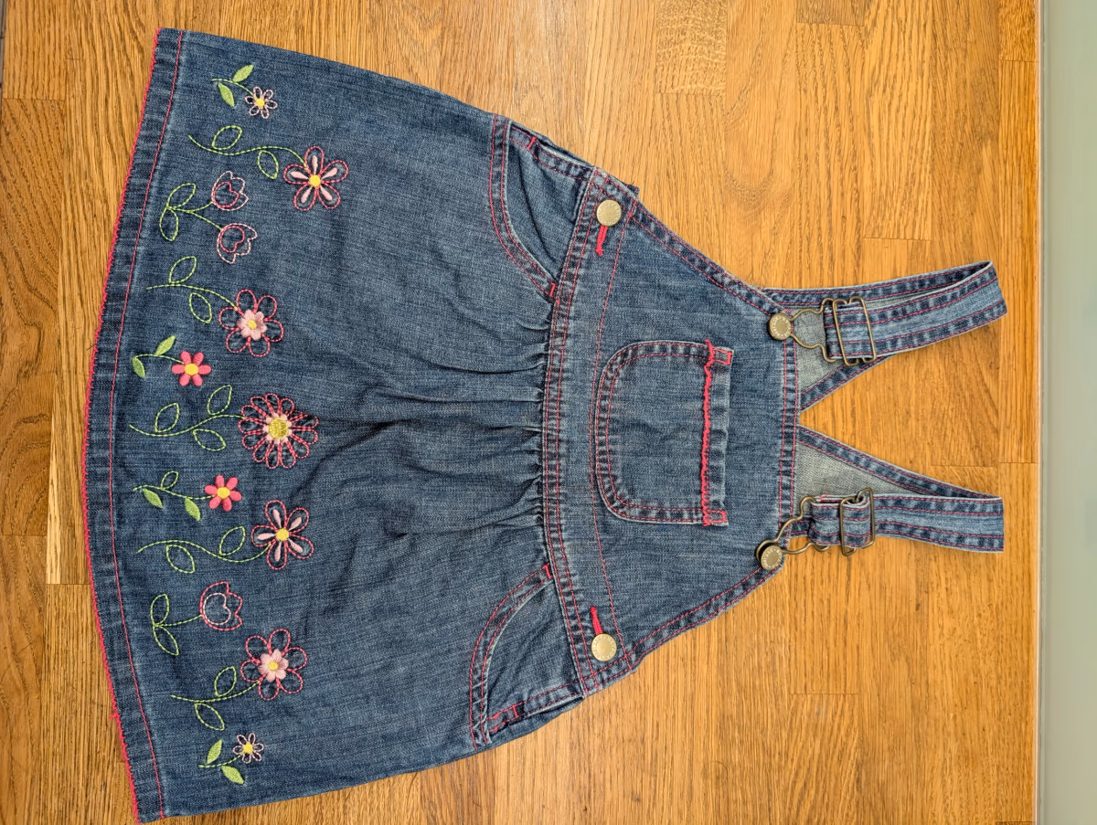 Vestido-sutil floral em ganga para meninas, fotografia 5
