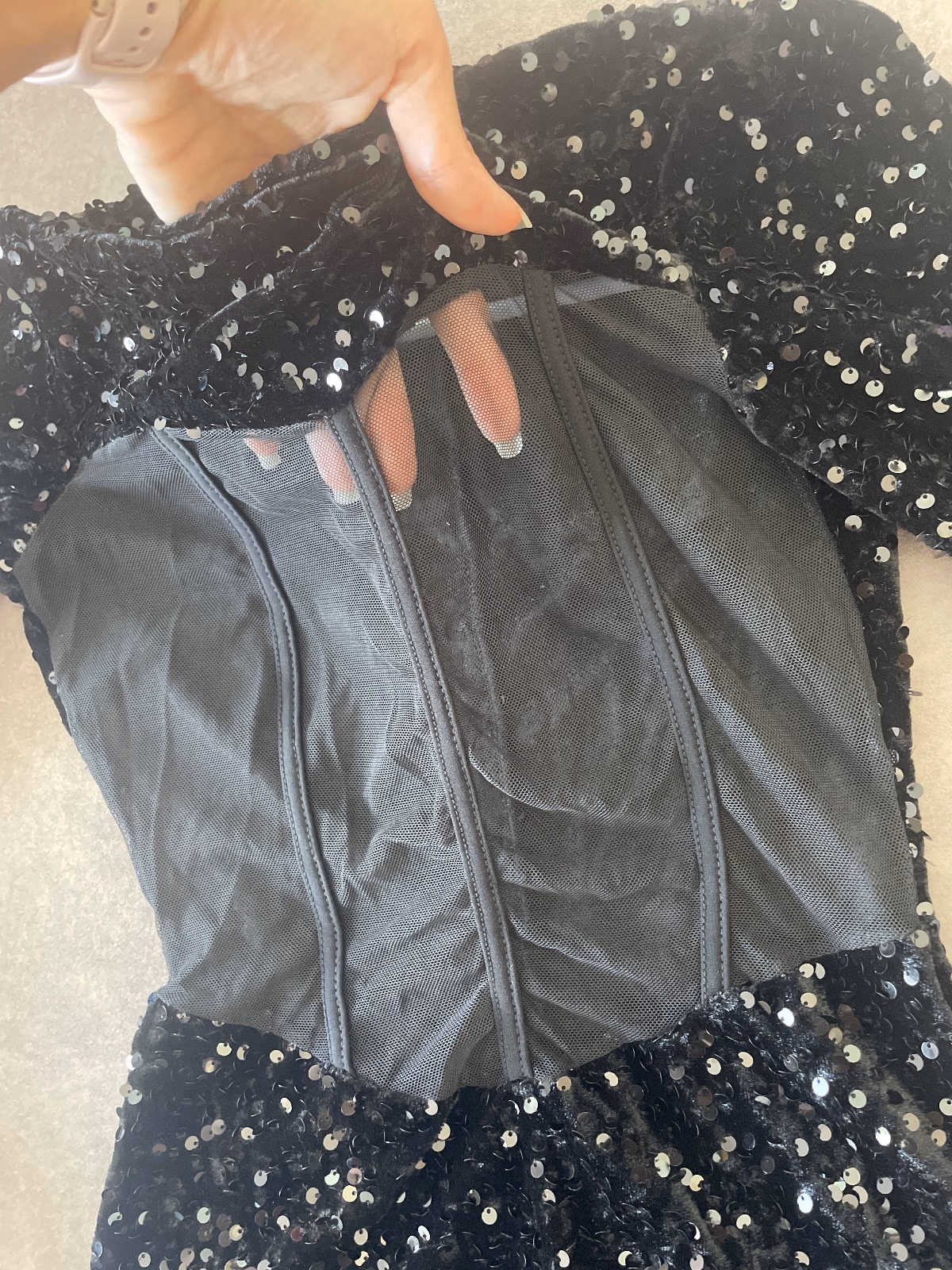 Black sequin mesh corset dress, photo 2